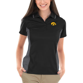 Iowa Hawkeyes Primary Logo Women's Color Blocked Wicking Polo - Black/Slate