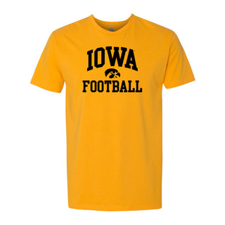 Iowa Arch Logo Football NLA T-Shirt - Gold