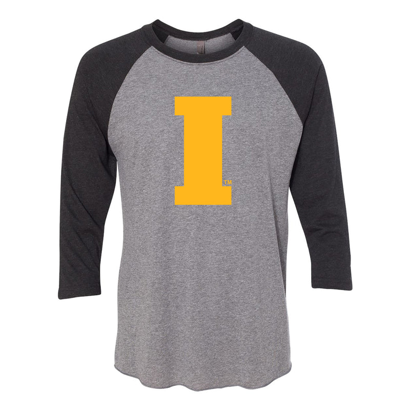 Iowa Block I 3/4 Sleeve Raglan T-Shirt - Prem Htr / Vtg Black