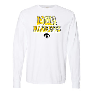 Iowa Tie Dye Type Hanes Long Sleeve - White