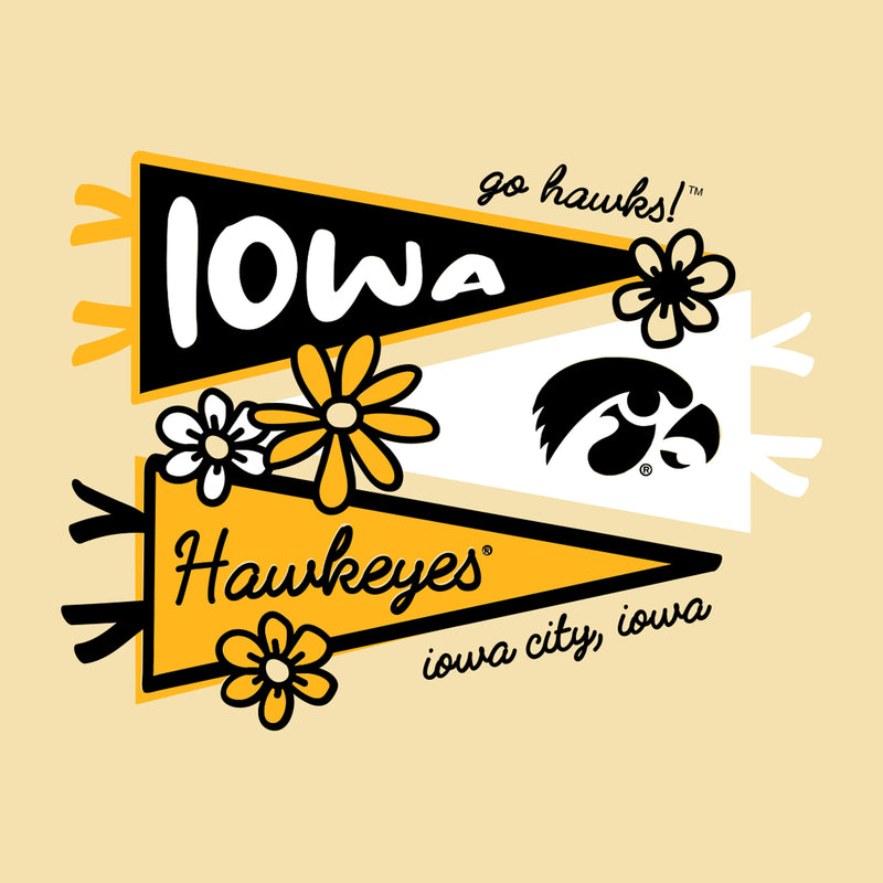 Iowa Cute Pennant Womens Boxy T-Shirt - Butter