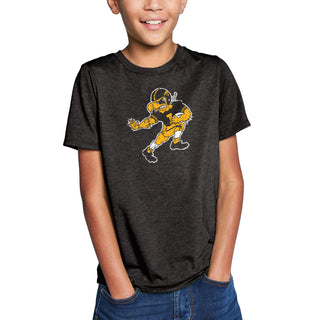 Iowa Vintage Football Herky Triblend Youth T-Shirt - Black Frost