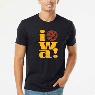 Iowa 90s Basketball Logo Triblend T-Shirt - Solid Black