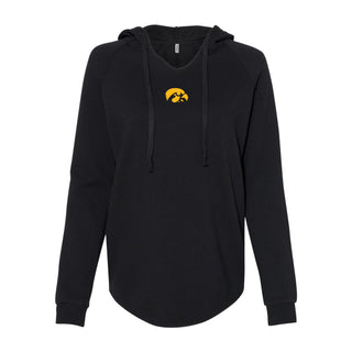 Iowa Tigerhawk EMB Women's Wave Wash Hoodie - Black