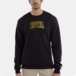 Iowa Arch Applique Champion Powerblend Crewneck - Black