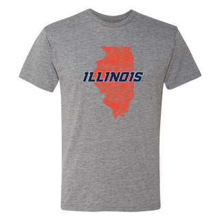 Illinois IL Silhouette Logo NLA Triblend T-Shirt - Premium Heather