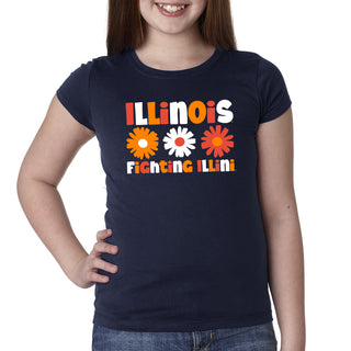 Illinois Daisy Dot Girls Princess T-Shirt - Midnight