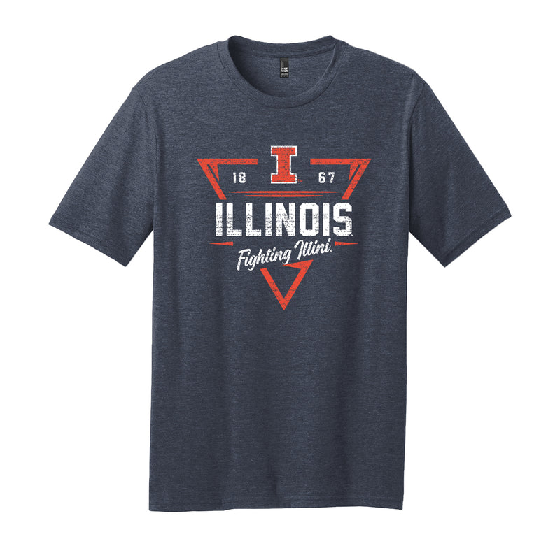 Illinois Arrow Dynamic Blend CVC T-Shirt - Heathered Navy