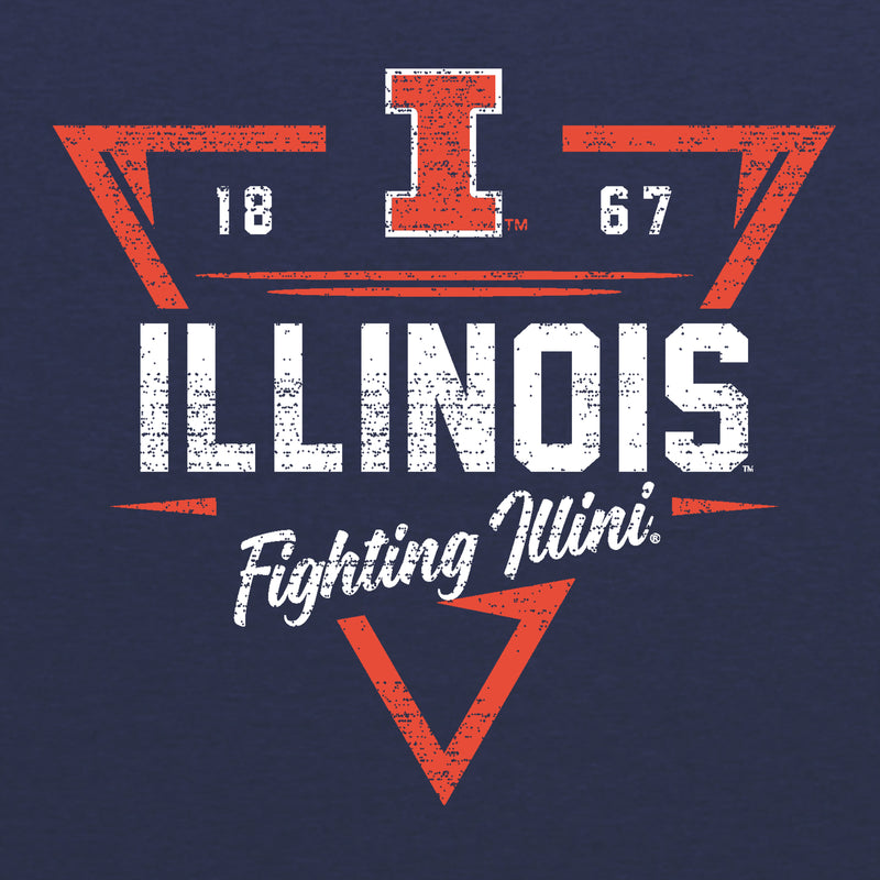 Illinois Arrow Dynamic Blend CVC T-Shirt - Heathered Navy