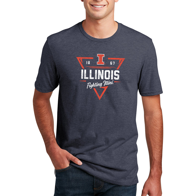 Illinois Arrow Dynamic Blend CVC T-Shirt - Heathered Navy