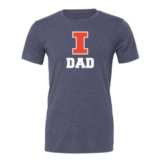 Illinois Block I Dad CVC Jersey T-Shirt - Heather Navy