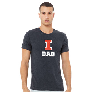 Illinois Block I Dad CVC Jersey T-Shirt - Heather Navy