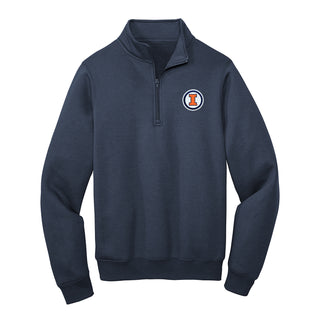 Illinois Circle Logo Patch 1/4 Zip Sweatshirt - Navy