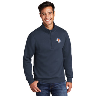 Illinois Circle Logo Patch 1/4 Zip Sweatshirt - Navy