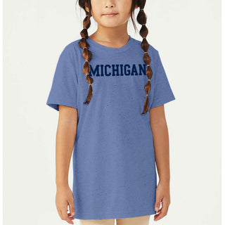 Block Michigan Youth Triblend T-Shirt - Blue Triblend