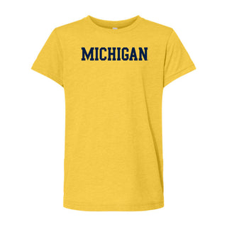 Block Michigan Youth Triblend T-Shirt - Yellow Gold