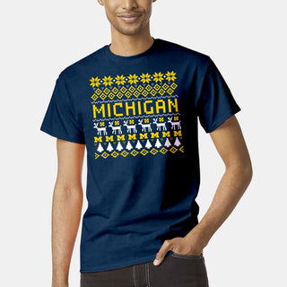 Michigan Holiday Sweater Tee - Navy