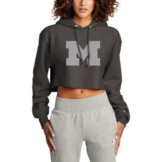 Michigan Tone Block M Champion Women’s RW Crop Hoodie - Charcoal Heather