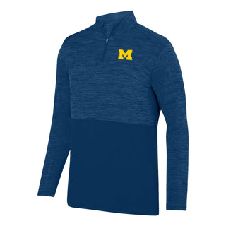 Michigan Block M EMB Shadow Tonal Heather 1/4 Zip - Navy