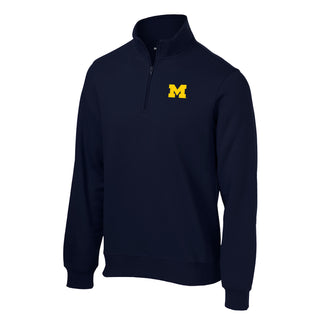 Michigan Block M EMB 1/4-Zip Sweatshirt - True Navy