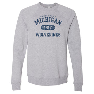 Michigan Athletic Arch Sponge Fleece Raglan Crewneck - Athletic Heather