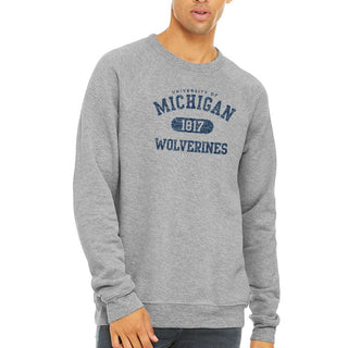 Michigan Athletic Arch Sponge Fleece Raglan Crewneck - Athletic Heather