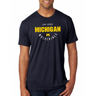 Michigan Inverted Arch Triblend T-Shirt - Vintage Navy