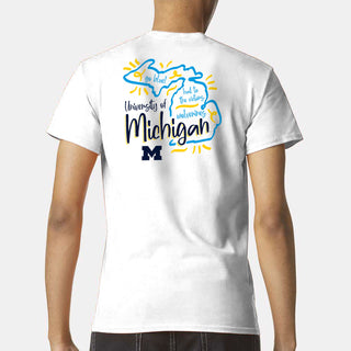 University of Michigan Wolverines Playful Sketch Basic Cotton Short Sleeve T Shirt - White