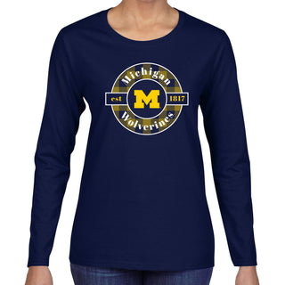 Michigan Plaid Circle Women's Long Sleeve - Navy