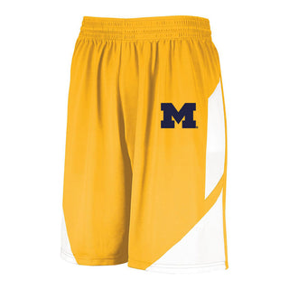 Michigan Primary Logo Step-Back Basketball Shorts - Gold/White