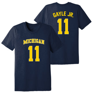 Michigan NIL Gayle Jr 11 Canvas Triblend T-Shirt - Solid Navy