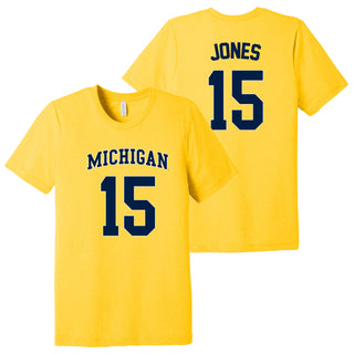 Michigan NIL Jones 15 Canvas Triblend T-Shirt - Yellow Gold