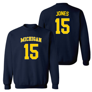 Michigan NIL Jones 15 Crewneck Sweatshirt - Navy