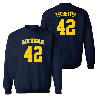 Michigan NIL Tschetter 42 Crewneck Sweatshirt - Navy