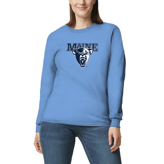 Maine Black Bears Primary Logo Long Sleeve T Shirt - Carolina Blue