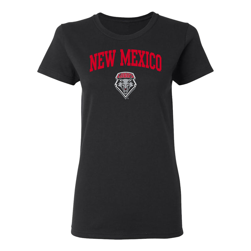 University of New Mexico Lobos Arch Logo Cotton Womens T-Shirt - Black