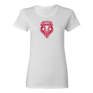 University of New Mexico Lobos Primary Logo Cotton Women's T-Shirt - White