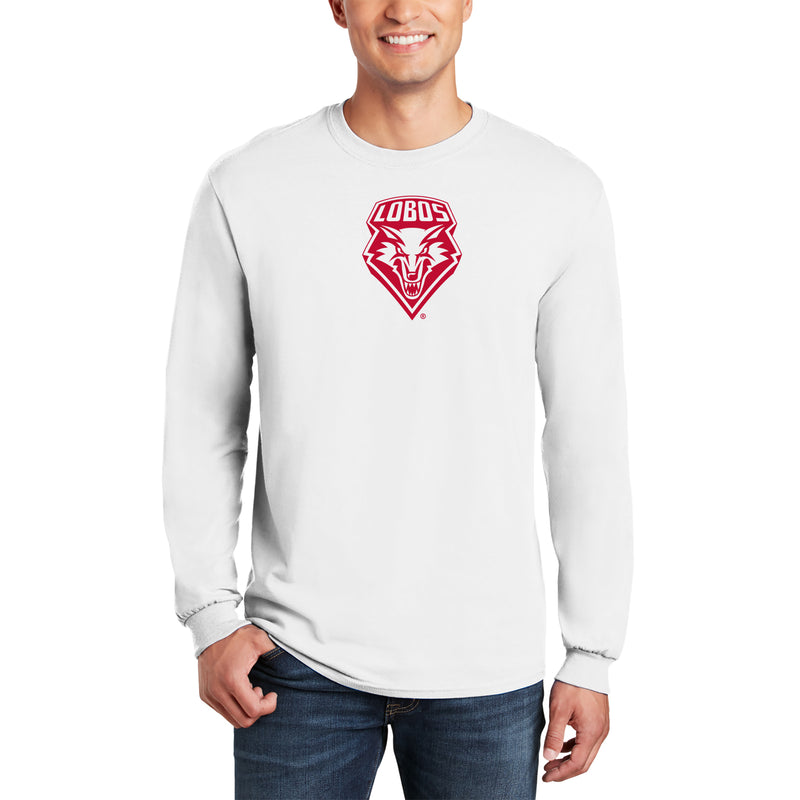 University of New Mexico Lobos Primary Logo Cotton Long Sleeve T-Shirt - White