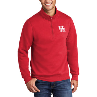 Houston Cougars Primary Logo Left Chest 1/4 Zip Sweatshirt - Red