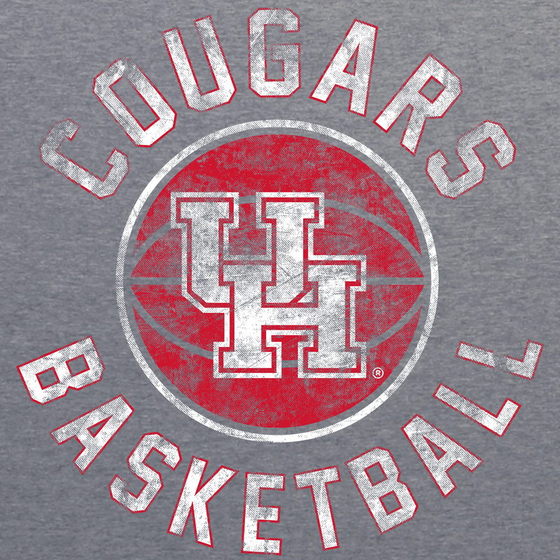 University of Houston Cougars Basketball Distress Next Level Short Sleeve T-Shirt - Premium Heather