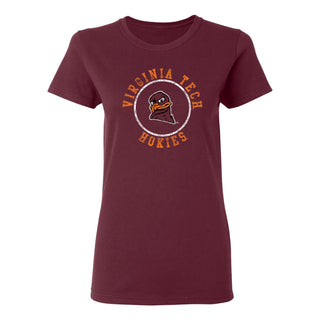 Virginia Tech Distressed Circle Logo Womens T-Shirt - Maroon