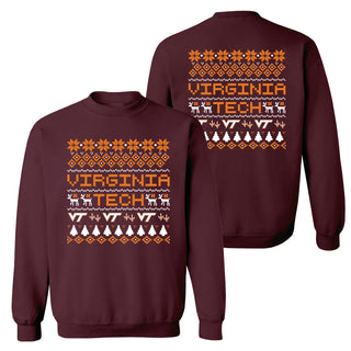 Virginia Tech Holiday Sweater Crewneck Sweatshirt - Maroon