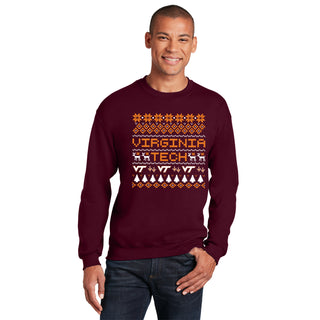 Virginia Tech Holiday Sweater Crewneck Sweatshirt - Maroon