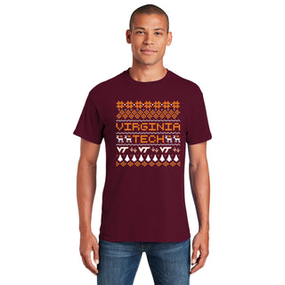 Virginia Tech Holiday Sweater T-Shirt - Maroon