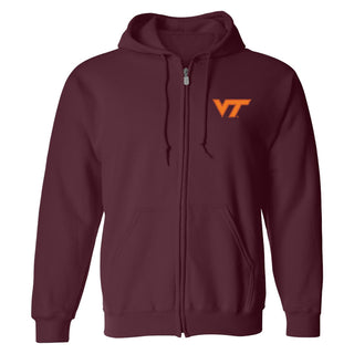 Virginia Tech Primary Logo LC Zip Hoodie - Maroon