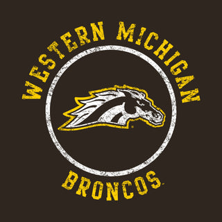 Western Michigan Distressed Circle Logo - Dark Chocolate