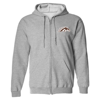 Western Michigan Primary Logo Left Chest Full Zip Hoodie - Sport Grey