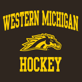 Western Michigan University Broncos Arch Logo Hockey Long Sleeve T Shirt - Dark Chocolate