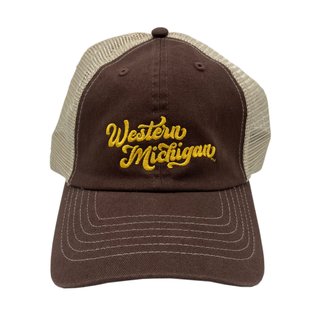 WMU Script Contrast-Stitch Mesh-Back Cap - Brown/Stone