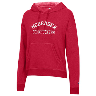 Nebraska Arch Over Cornhuskers Champion Womens Triumph Hoodie - Scarlet